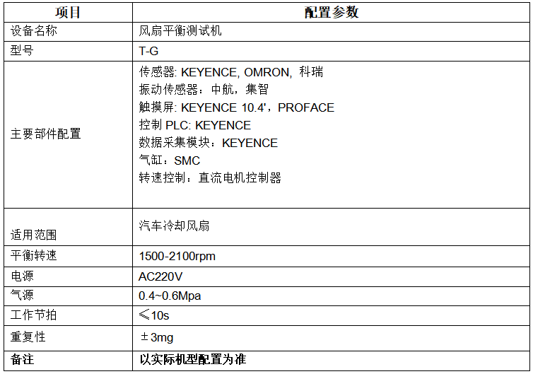 风扇平衡机参数